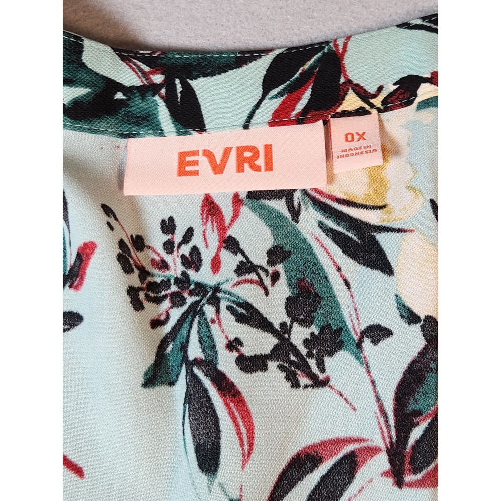 EVRI Womens Mint Green Floral Open Front Kimono Wrap Cardigan Plus Size 0X